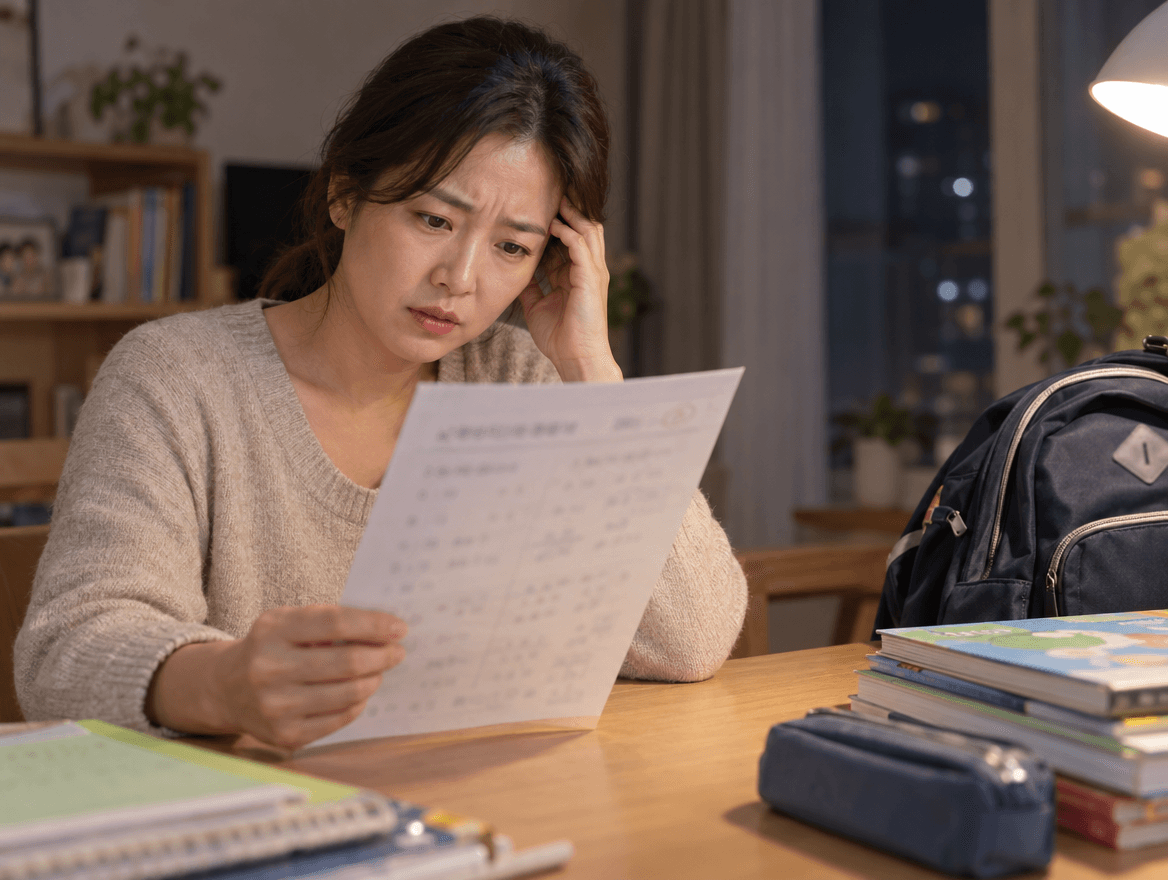 학원은 계속 보내는데
점수는 그대로인가요?